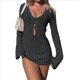 thumbnail image 3 of Vestido de Crochet de Larga para Mujer Negro M, 3 of 9