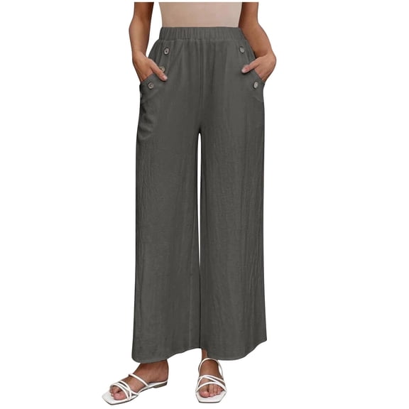 Linen Pants Women Sevevn Womens Linen Pants Casual Loose Wide Leg Pants Elastic Waist Palazzo Pants Trousers with Pockets