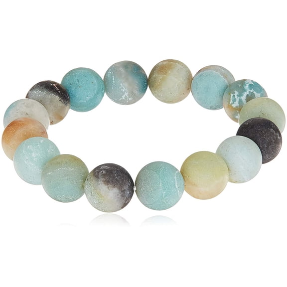 LTC Designs Smooth Round 12mm Multi Matte Amazonite Stretch Bracelet, 7"