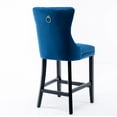thumbnail image 4 of Velvet Upholstered Dining Bar Chairs Counter Height Barstools Wood Legs with Button Tufted Nailed Trim Back Ring for Home Bar Dining Room(Blue,Set of 6), 4 of 9