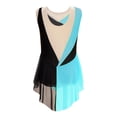 thumbnail image 4 of TSSOE Girls Kids Sequins Figure Ice Skating Dress Costume Sleeveless Ballet Dance Leotard with Mesh Tutu Skirt Blue Green 10, 4 of 7