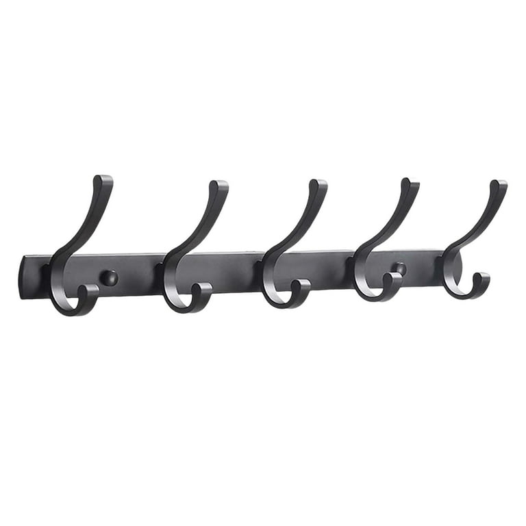 WEBI Large Wood Coat Rack Wall Mounted with 5 Hooks for Hanging Coats,  Hats, Jacket, Clothes - Rustic Black (2 Packs)