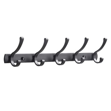 Aluminum Clothes Hangers Bathroom Wall Hooks Rack Storage Organizer Holder Coat Hat Hanger Coat Hooks Hole Hooks for Jackets Towel Bag , 5 -5 Hook