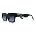 thumbnail image 6 of Luxe Lion Head Jewel Hinge Narrow Rectangle Horn Rim Plastic Sunglasses Black - Smoke, 6 of 8