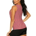 thumbnail image 3 of Bixox Women's Red Checkboard Printed Sleeveless Fitness Workout Running Quick-Dry Tank Top, 3 of 7