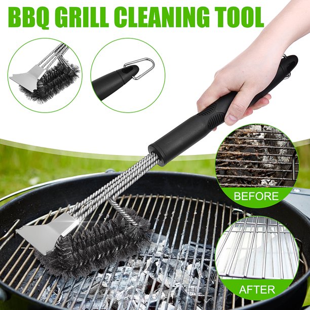 17" BBQ Grill Brush Scrubber Barbecue Cleaning Tool Wire Kitchen Stainless Steel Cleaner