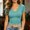 Mint Green, variant on ZZwxWA Womens Deep V Neck Short Sleeve Plus Size Crop Tops Sexy Fitted Basic Tee Breathable Soft Casual Summer Clothes