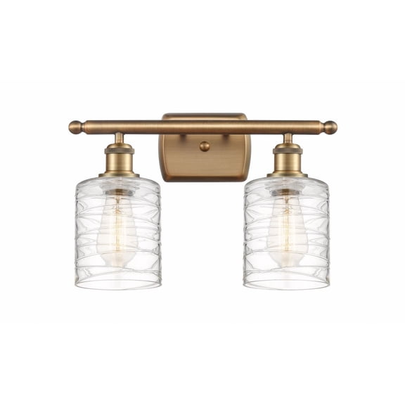 516-2W-BB-G1113-LED-Innovations Lighting-Cobbleskill - 2 Light Bath Vanity In Art Nouveau Style-9 Inches Tall and 16 Inches Wide Brushed Brass Clear
