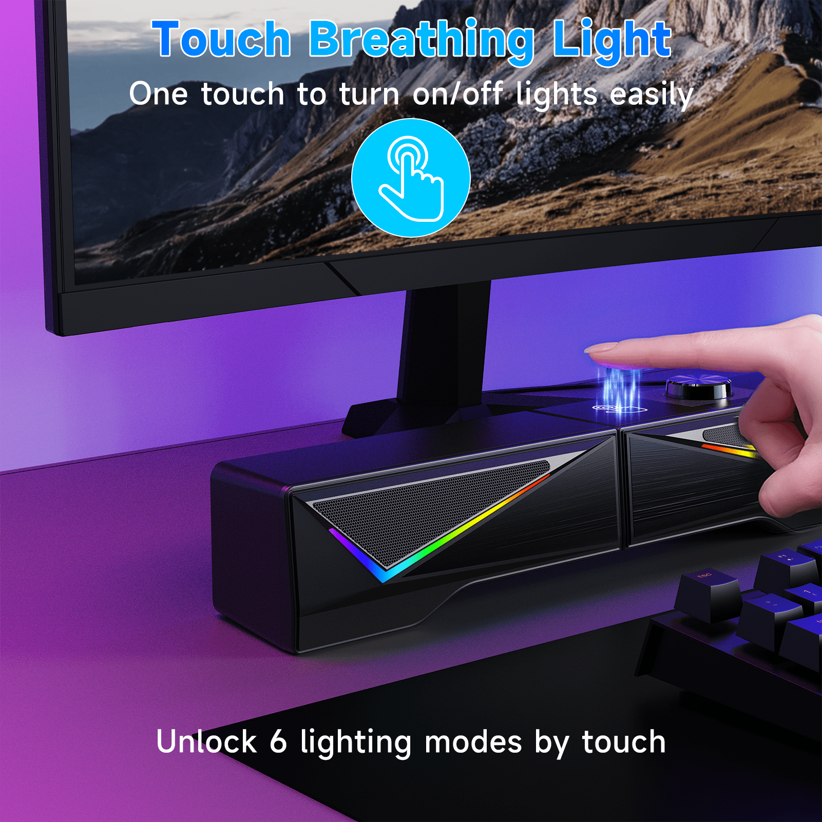 Computer Speakers with 2.0 Channel, USB C/USB Gaming Speakers with 6 Colorful LED Modes, Black, New