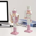 thumbnail image 4 of Statue de Marionnette Décorative Incrustée de Strass Excellente Paillettes Roses Nutcracker Soldier Poupée Jouet Ornement, 4 of 5