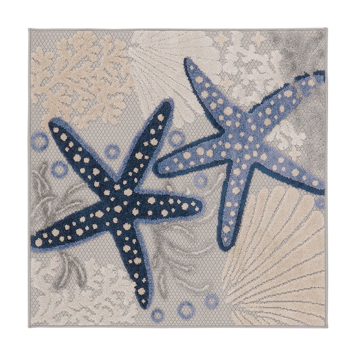 Nourison Aloha 3' x Square Blue Grey Coastal, Nautical & Beach Rug