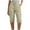 Beige, variant on Lenpel Women's Cargo Bermuda Shorts Elastic High Waisted Tapered Twill Fold Hem Knee Length Shorts Summer Travel Shorts with Pockets