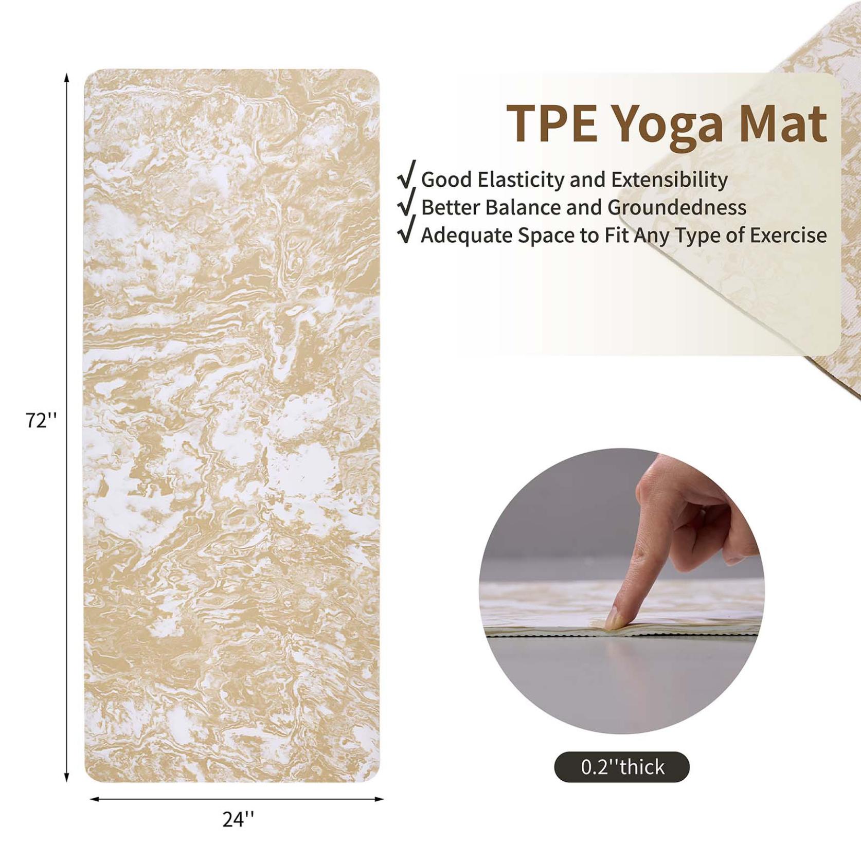 24 x 72in Anti Slip Patterned Yoga Mat, Foldable and Portable, Suitable for Daily Exercise and Fitness Use, Comfortable Sports Experience(Yellow)