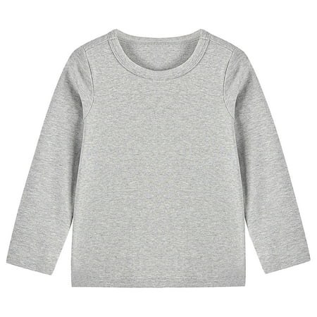 

SHTXOZHI Kids Toddler Boys Girls Solid Color Undershirts Long Sleeve Crewneck Basic Tee Tops