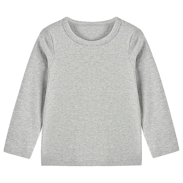 FAIWAD Garçons et Filles Tout-Petits Basiques Couleur Unie Hauts Basiques en Coton Manches Longues Col Rond T-Shirts Unis Enfants Chandail Décontracté Vêtements