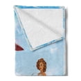 thumbnail image 2 of Pin up Girl Soft Flannel Fleece Blanket, Retro Grungy Framed Illustration of Biplane and Classic Car and a Girl Standing, Cozy Plush for Indoor and Outdoor Use, 70" x 90", Multicolor, by Ambesonne, 2 of 5
