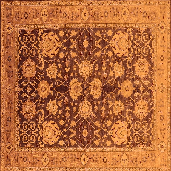 Ahgly Company Indoor Square Oriental Orange Traditional Area Rugs, 7' Square