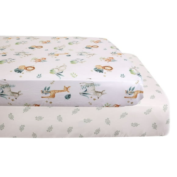 2-Pack Fitted Crib Sheets, Jungle