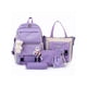 thumbnail image 1 of Set de Mochila Bolsas Petukita Box Escolar Estudiante Lapicera Tote Lona Lila, 1 of 5