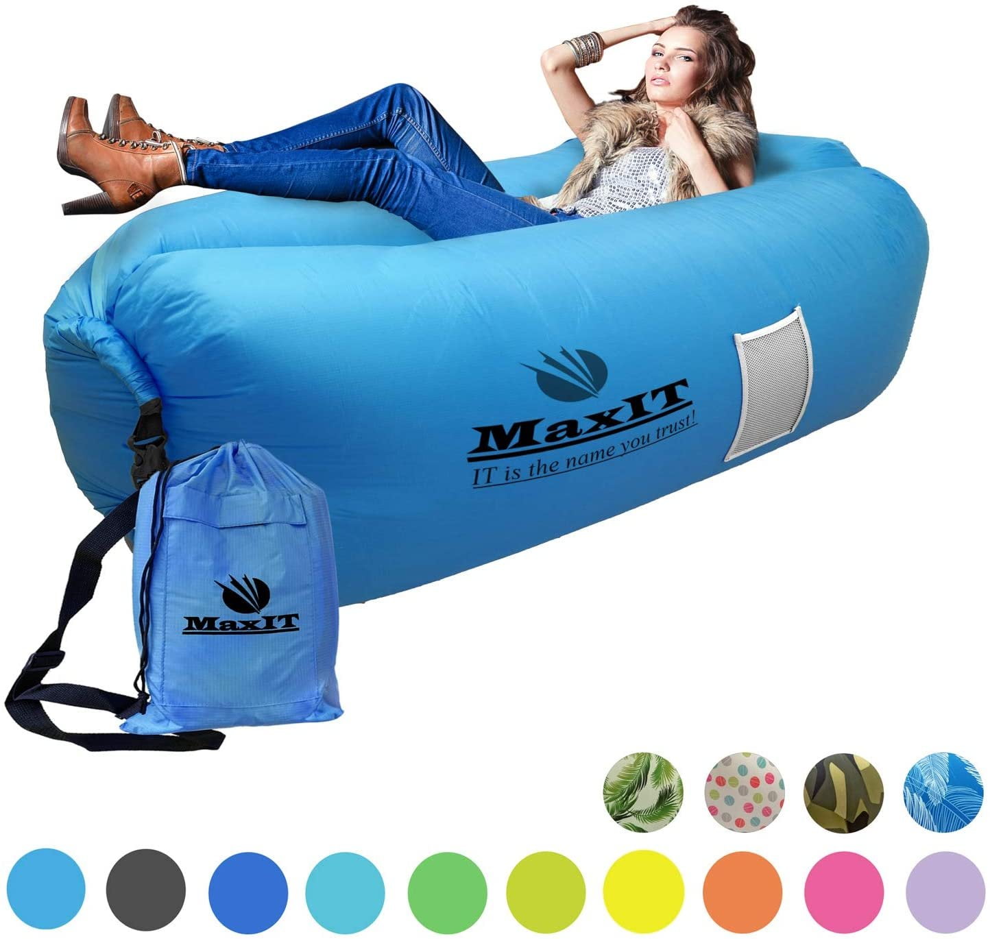 MaxIT Inflatable Lounger Hammock Air Sofa Water Proof Easy to Inflate 