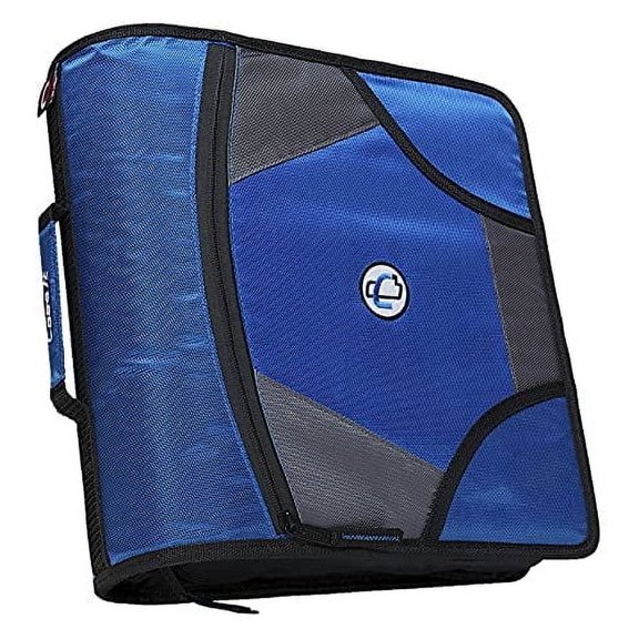 Case-it Zipper Binder with 5 Tab Files, D-Ring, 4 Inches, Blue