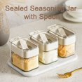 thumbnail image 6 of Shoreew Seasoning Box with Spoon Handle Dustproof Lid Clear Multifunctional Countertop Spice Condiment Salt Sugar Glass Storage Jar Container Kitchen Supplies, 6 of 7