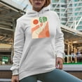 thumbnail image 2 of Aesthetic Minimalism Boho Sun & Tropical Leaves Art Merch Gift, White Hooded Sweatshirt or Hoodie, Small, 2 of 5