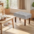 thumbnail image 2 of VECELO Small Tufted Foot Stool, Upholstered Footrest Ottoman with Legs, Fabric Rectangle Sofa Foot Rest for Living Room, Couch, Gray, 2 of 11