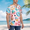 thumbnail image 3 of Bingfone Men's Short Sleeve Button Down Shirts Hawaiian Cupcakes and Donuts Printed Beach Shirt, 3 of 7