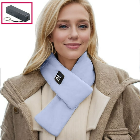 Mens Womens Heated Scarf Cold Weather Fleece Neck Gaiters Unisex Couples Casual Solid Color Thermal Warm Winter Scarves