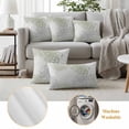 thumbnail image 6 of Sage Green White Outdoor Waterproof Pillow Covers, Abstract Grey Chrysanthemum Flower Decorative Square Throw Pillowcase Sofa Cushion Sham for Patio/Couch/Chair, 20"x20" 2 Pack, 6 of 8