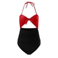 thumbnail image 3 of Sngxgn Women's Swimsuit Plunge Neckline Cutout Criss Cross Bathing Suit(Red,XL), 3 of 4