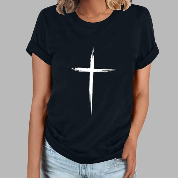 Fiudx Ropa de Mujer Camiseta Informal de Manga Corta con Cuello Redondo Estampada para Mujer