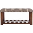 thumbnail image 5 of Hauteloom Greymouth Entryway Bedroom Bench - Cotton Foot Stool - Wooden Legs - Gray, Beige, Cream - 16" x 34" x 12", 5 of 8