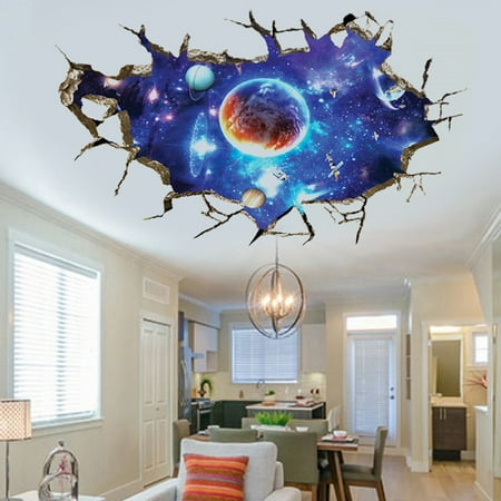 3D Outer Space Universe Wall Sticker Nursery Children Room Decal Mural Home Decor (Best Paint For Kids Room)