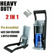 Fdit Beer Can Crusher,16oz Wall Mounted Home Dispensing Can Crusher Smasher Beer Soda Cans Crushing Recycling Tool,2-in-1 Aluminum Can Crusher