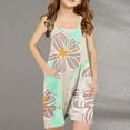 thumbnail image 3 of Odeerbi 5-13 Years Kids Girls Summer Jumpsuit Cute Flower Print Camisole Romper Casual Breathable Comfortable Suspender Overalls Bib Overall Shorts with Pockets, 3 of 3