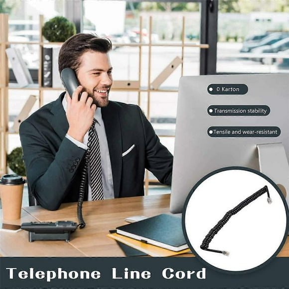 9.3" Black RJ9 Telephone Phone Modem Coil Line Cord Cable