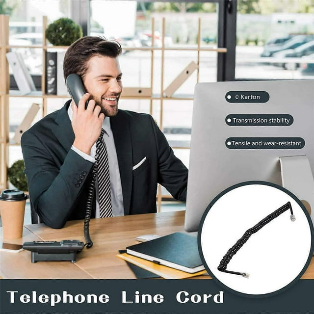 9.3" Black RJ9 Telephone Phone Modem Coil Line Cord Cable