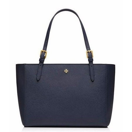 Check Small Tote - NEW TORY BURCH LEATHER YORK SMALL BUCKLE TOTE LUGGAGE NAVY HANDBAG SHOULDER BAG