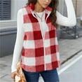 thumbnail image 3 of DAFPZW Womens Fleece Sherpa Vest Winter Sleeveless Fuzzy Fluffy Checkered Plaid Vest Zip Up Soft Jacket with Pockets, 3 of 9
