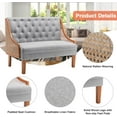 thumbnail image 7 of Yongqiang Upholstered Settee Bench Small Loveseat Sofa Rattan Dining Bench with Back Banquette Seating for Kitchen Dining Room Living Room Button Tufted Mini Couch Grey, 7 of 7