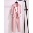 thumbnail image 3 of Blazer elegante coreano para mujer, pantalones de ocio, traje de Tweed, chaqueta, pantalones, conjunto de tres piezas, talla grande, Primavera, nuevo, 2023, 3 of 5