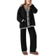 thumbnail image 1 of Conjunto Lounge PRETTYGARDEN Cardigan Negro y Pantalón de Pierna Ancha XL, 1 of 8