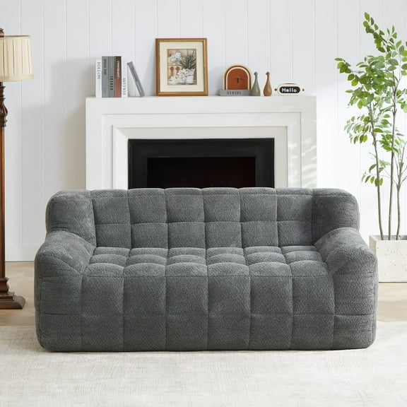 MAYEERTY Modern Full Compression Velvet Sofa Chair for Living Room & Apartment, 65*38*27"Gray