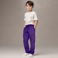 thumbnail image 2 of CONZONE Kids Boys Cargo Sweatpants Wide Leg Sweat Pants for Child Elastic Waist Solid Athletic Jogger Pants with Pockets, 2 of 5