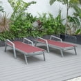thumbnail image 3 of LeisureMod Marlin Modern Outdoor Chaise Lounge Arm Chair with Grey Powder Coated Aluminum Frame for Patio and Backyard Garden, Set of 2 (Burgundy), 3 of 12