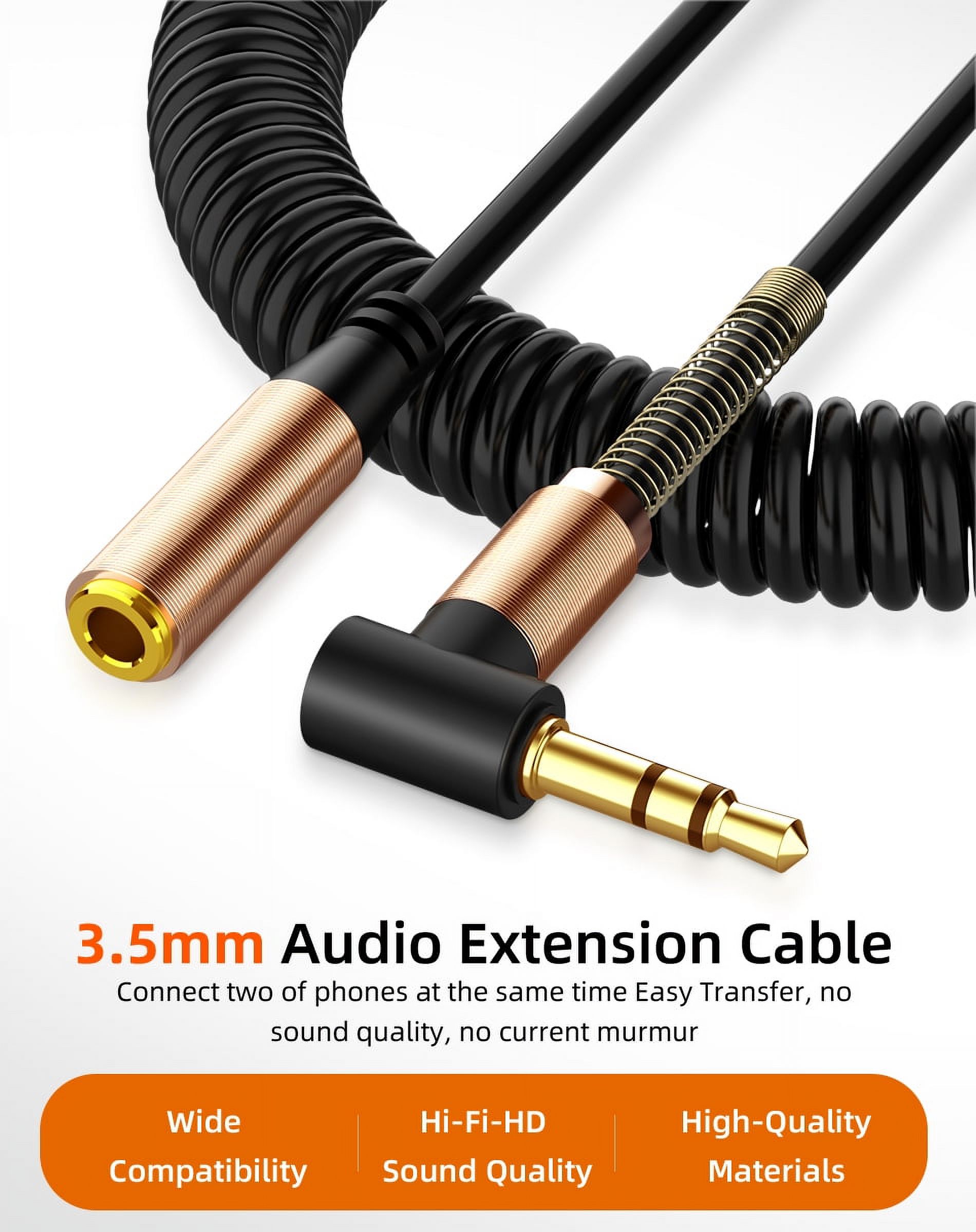 3.5mm Audio Cable Male to Female AUX Extension Wire Elbow Spring Retractable Audio Speaker Telescopic Cable HIFI Sound Quality - image 3 of 8