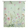 thumbnail image 2 of Flower Green Sheer Curtains 54 Inches Long, Blue Pink Daisy Wildflower Floral Botanical Light Filering Curtains, Breathable Simi Curtain Privacy Drapes for Kitchen Bathroom Small Window Treatment, 2 of 9