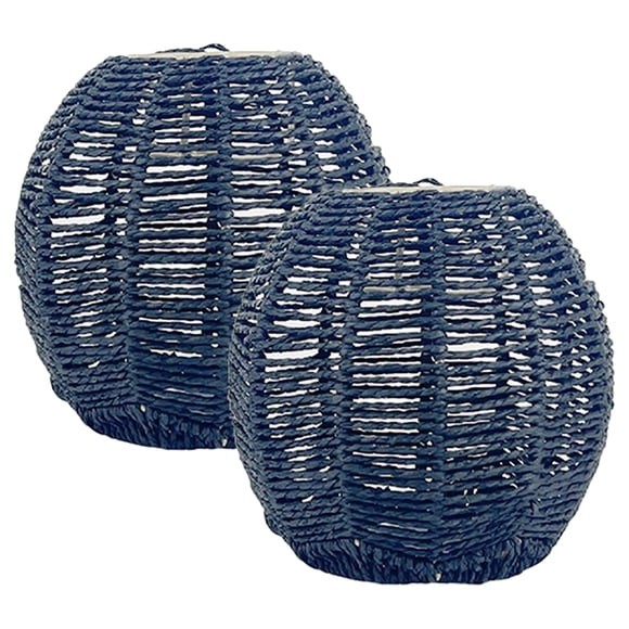 2xPantalla De Lámpara Colgante Pantalla De Luz De Techo Estilo Retro Tejido A Mano Para Comedor Redondo Azul Zulema none